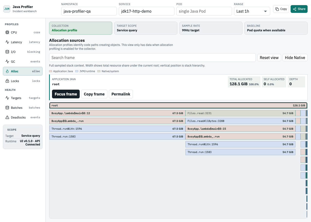 接受环境中的真实 allocation profile 分析